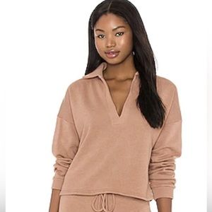 Lanston PoloPullover in Fawn, Cozy Super Soft Boxy Sweatshirt, Small